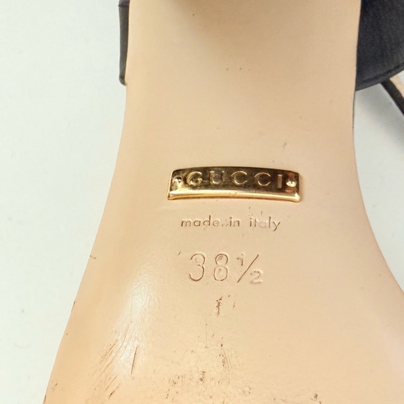 Gucci Black Leather GG Marmont Ankle Strap Block heel Sandals EU 38.5 - Picture 11 of 13